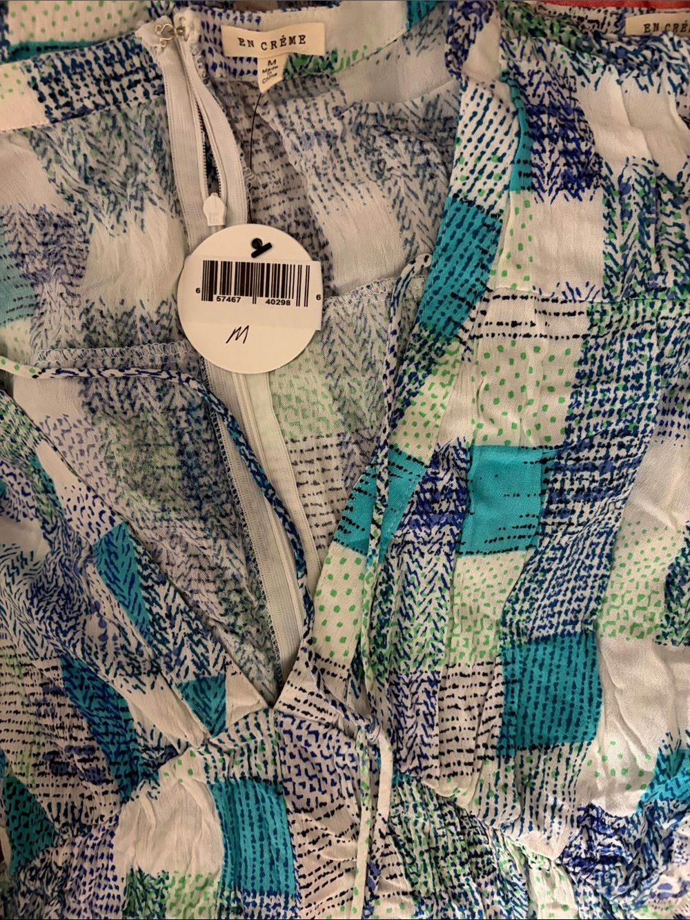Blue & White Patchwork Romper - Picture 5 of 5